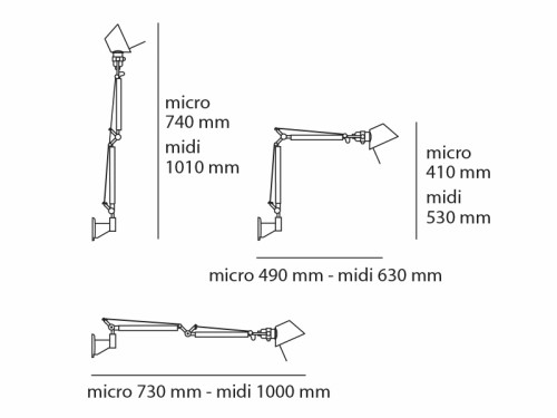 Tolomeo micro solo corpo, misure cm.45/69 x h cm.37/73